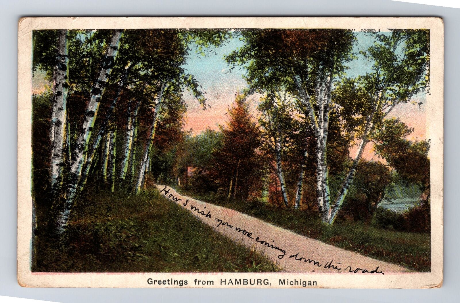 Hamburg MI- Michigan, Scenic Greetings, Antique Souvenir, Vintage c1923 Postcard