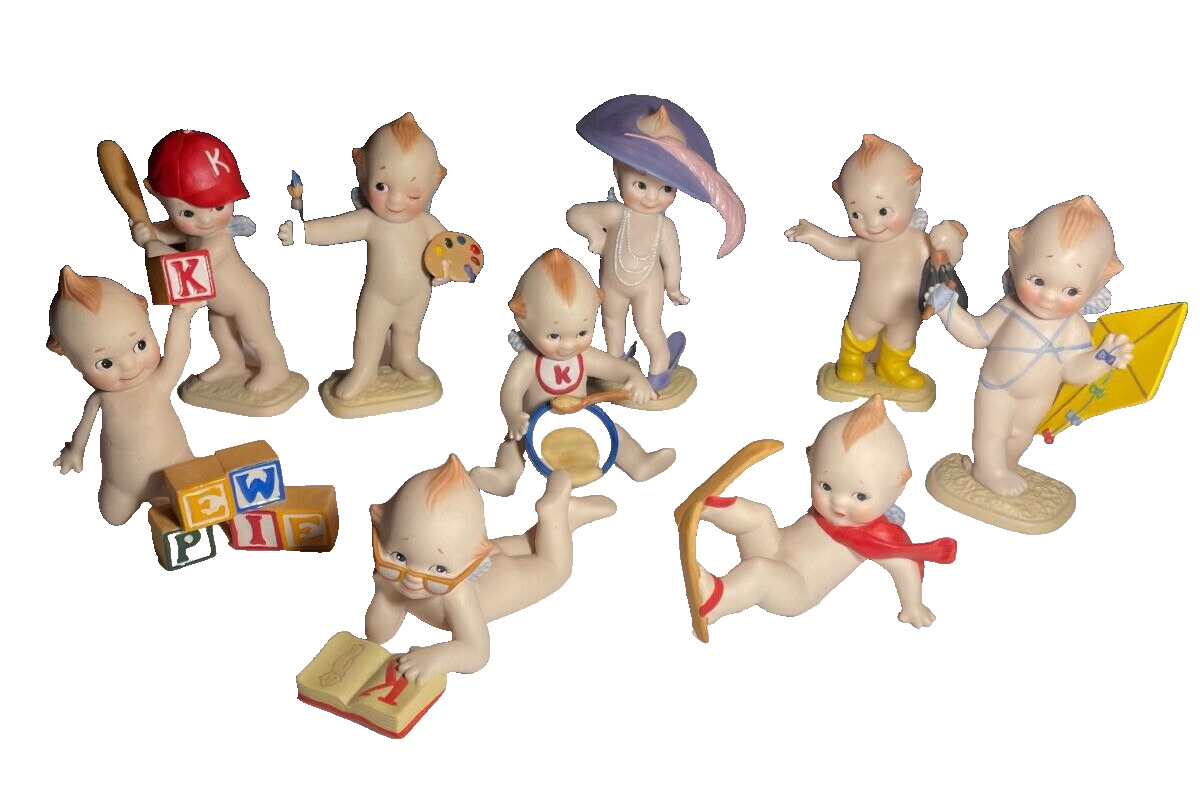 KEWPIE Baby Cupid Bisque Porcelain Figurine - 9 Figurines by Jesco, 1990 pre-own