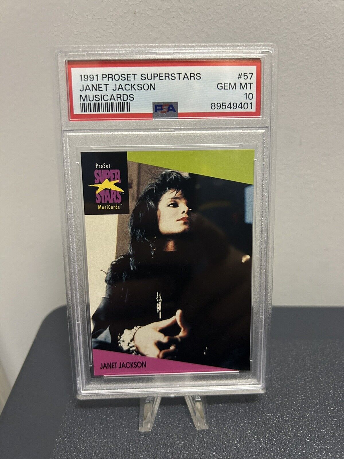 1991 Proset Superstars Musicards UK Edition Janet Jacskon PSA 10 Gem #57 Pop 3