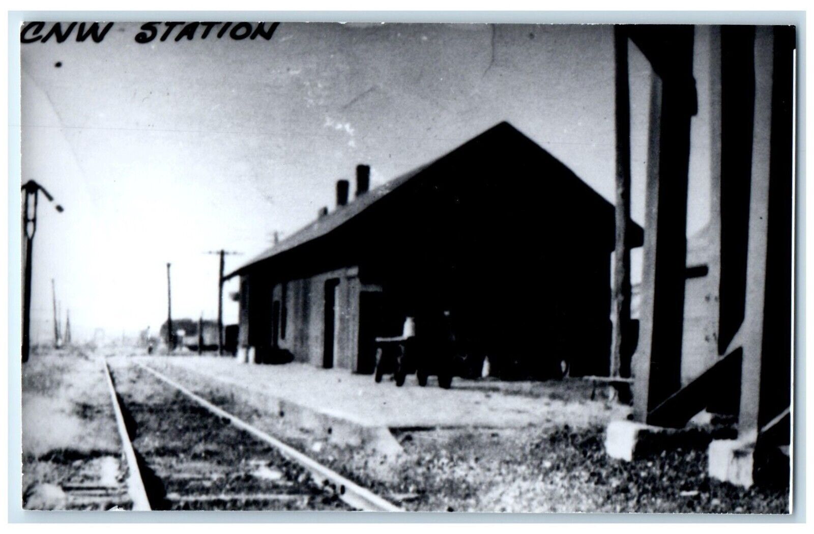c1960 CNW Station Iowa Vintage Railroad Train Depot Station RPPC Photo Postcard