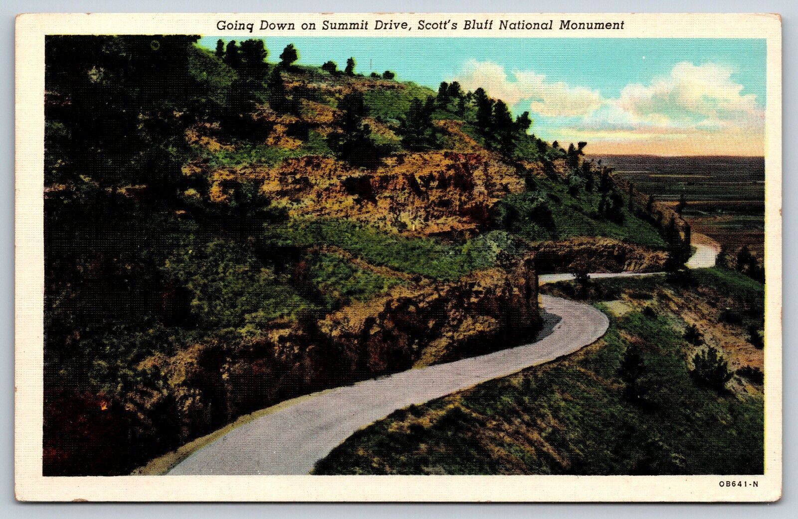 Vintage Scott\'s Bluff National Monument Gering Nebraska Summit Drive Postcard E2