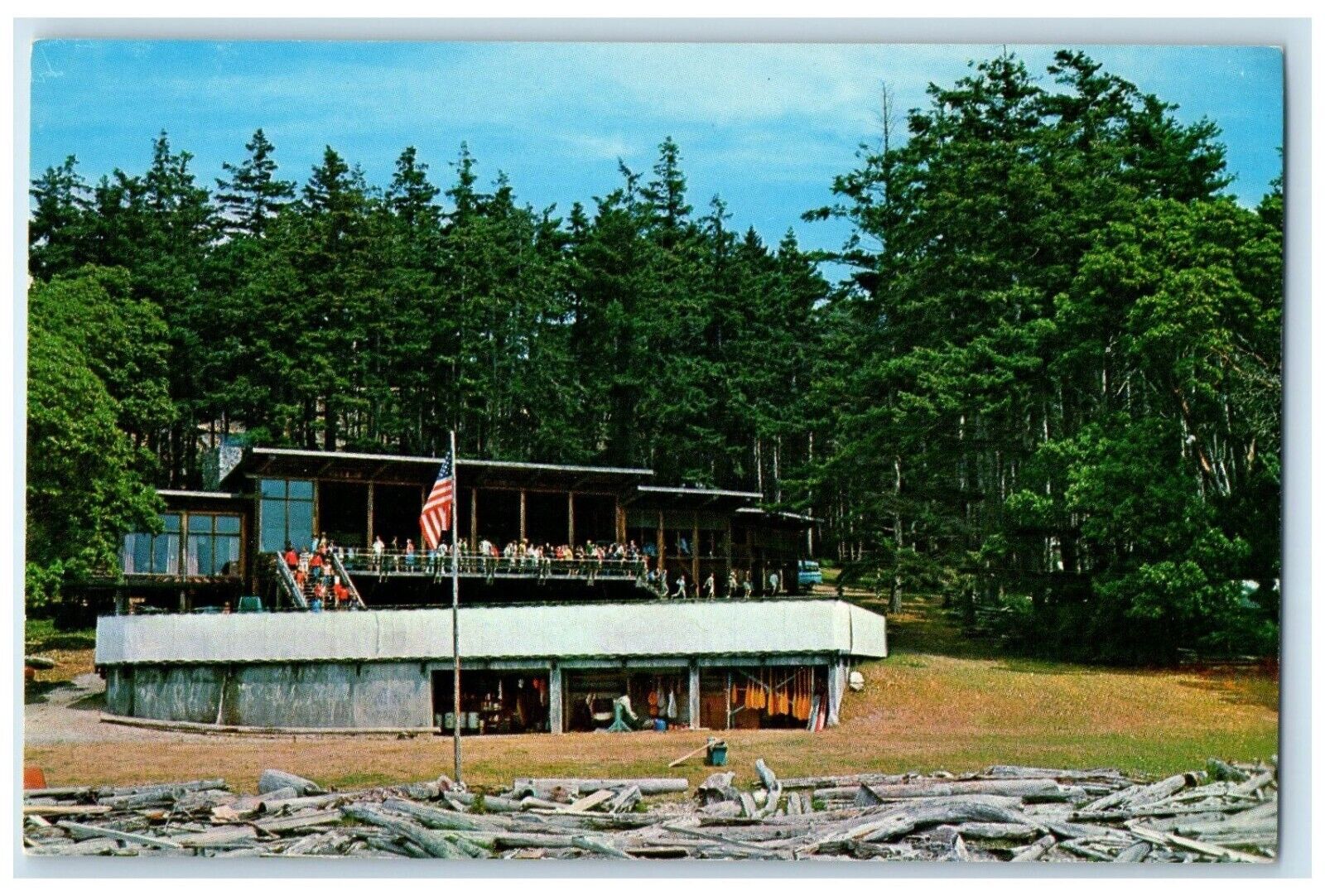 c1960 Camp Office Dining Lodge Henderson Camps Lopez Island Washington Postcard
