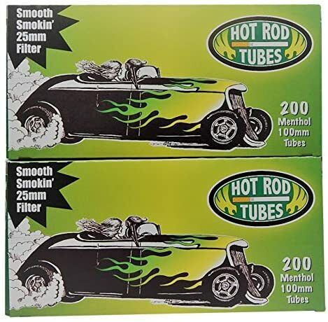 Hot Rod Cigarette Tubes 100mm Menthol 200 Tubes Per Carton [40-Boxes]