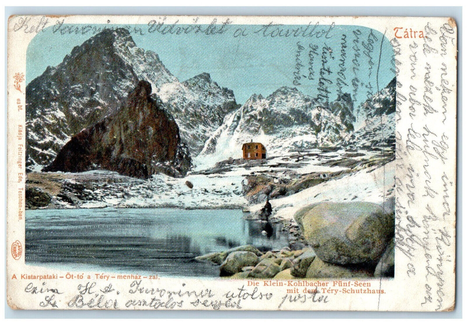 1902 The Klein-Kohlbacher Funf-Seen with Tery Refuge Tatra Slovakia Postcard