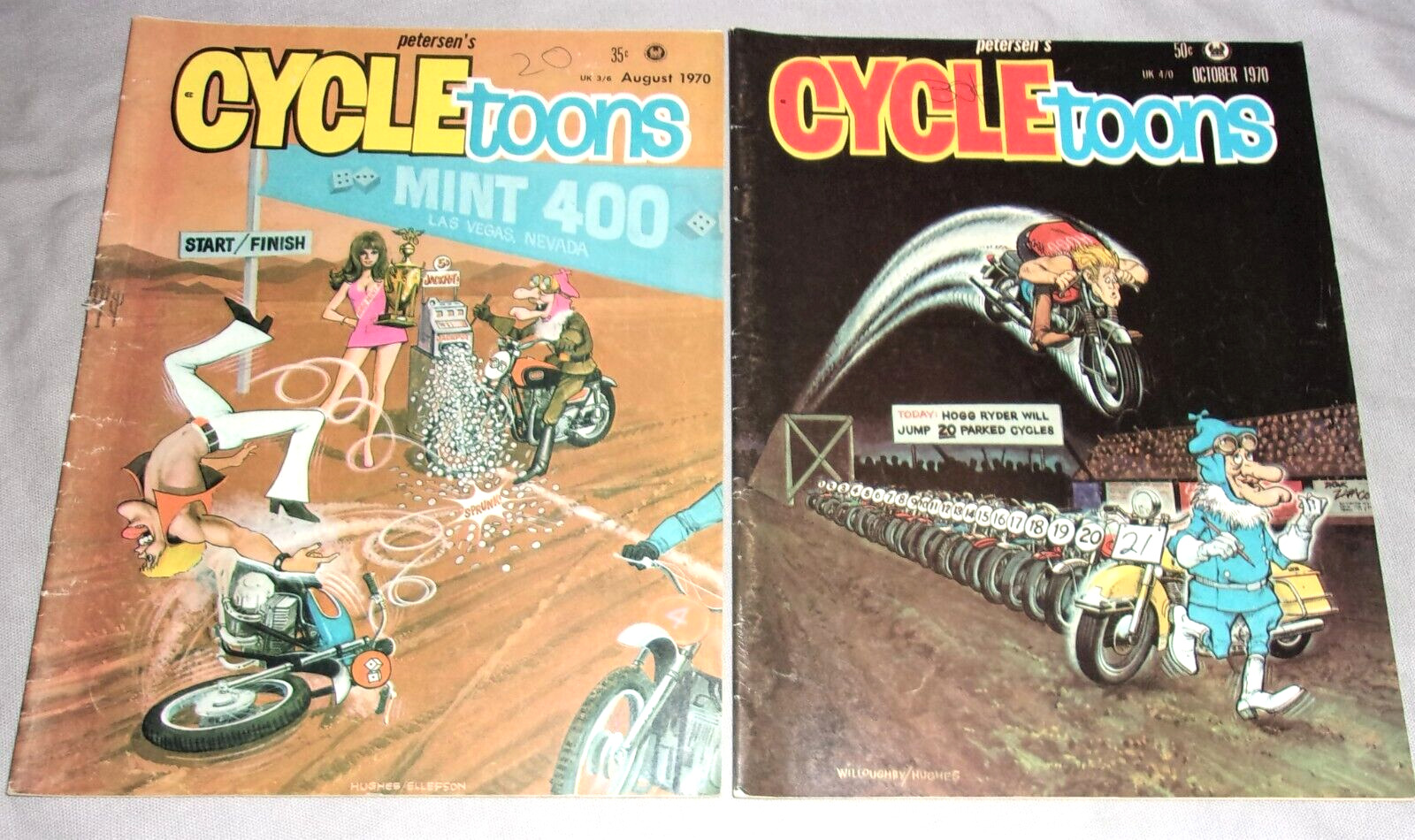 Lot CYCLEtoons CYCLE TOONS August October 1970 COMICS Hinton CHIX motorcycles VG
