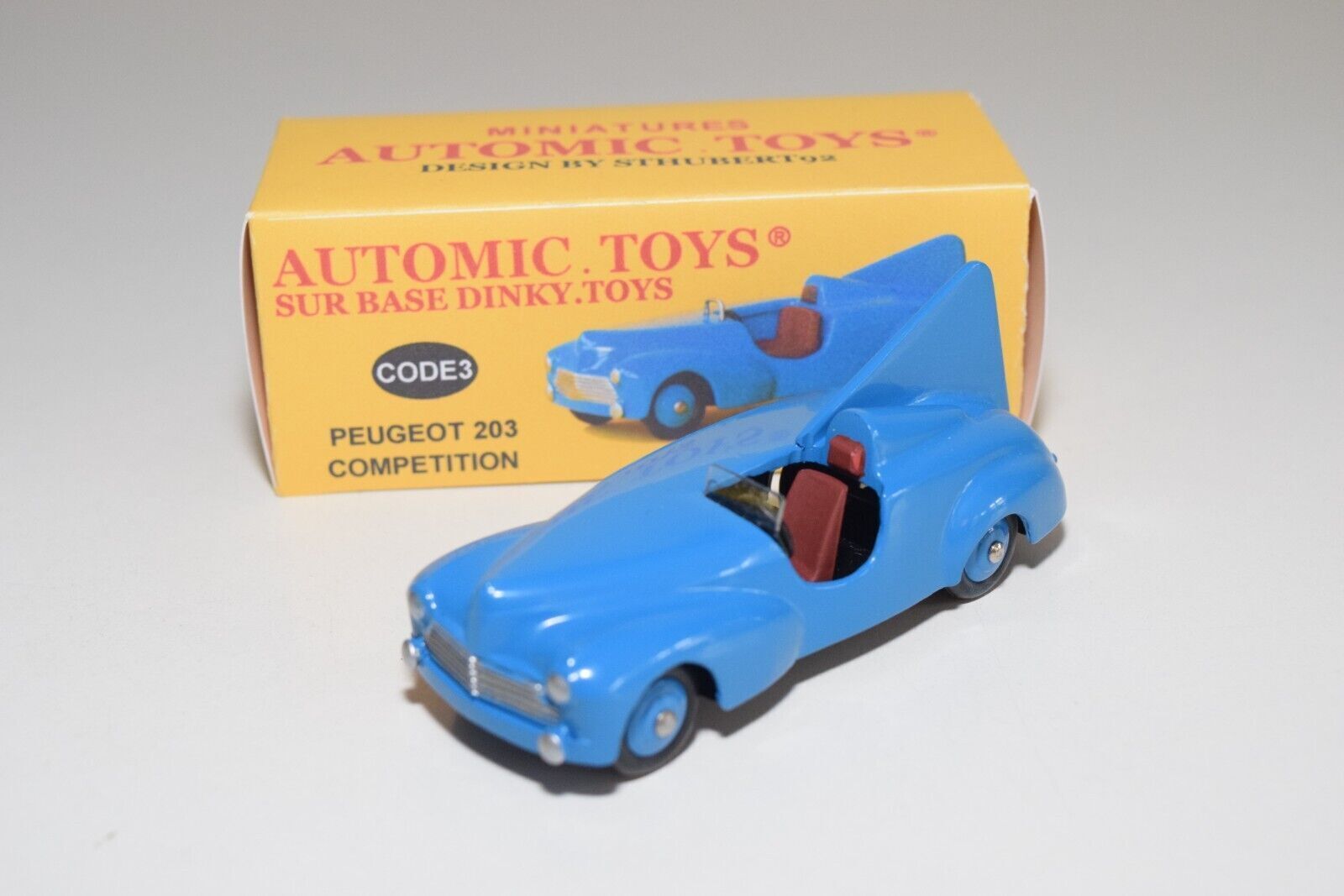 A40 1:43 STHUBERT92 AUTOMIC TOYS 24R PEUGEOT 203 COMPETITION BLUE MIB RARE
