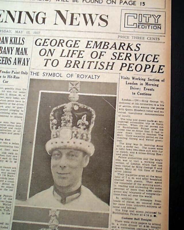 Coronation of King George VI and Queen Elizabeth w/ Photos 1937 old Newspaper