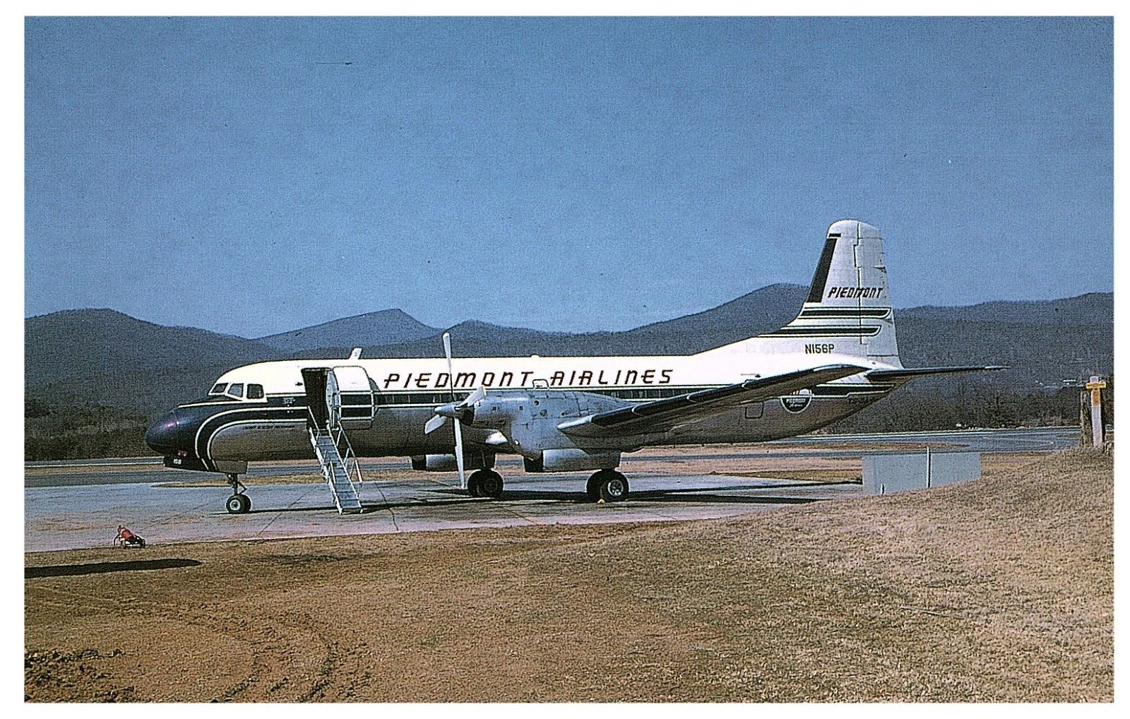 Piedmont Airlines YS 11A at Roanoke Virginia 1971 Airplane Postcard