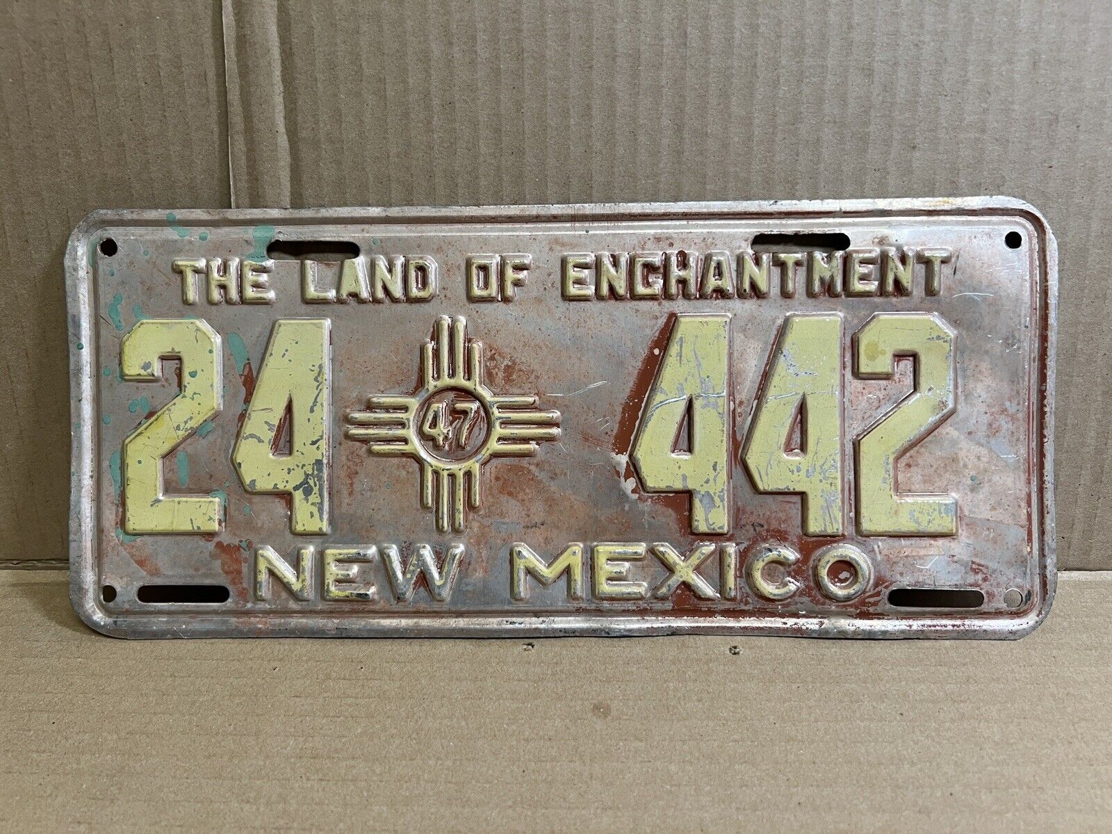 Old Vintage 1947 New Mexico License Plate Paint Loss EXPIRED