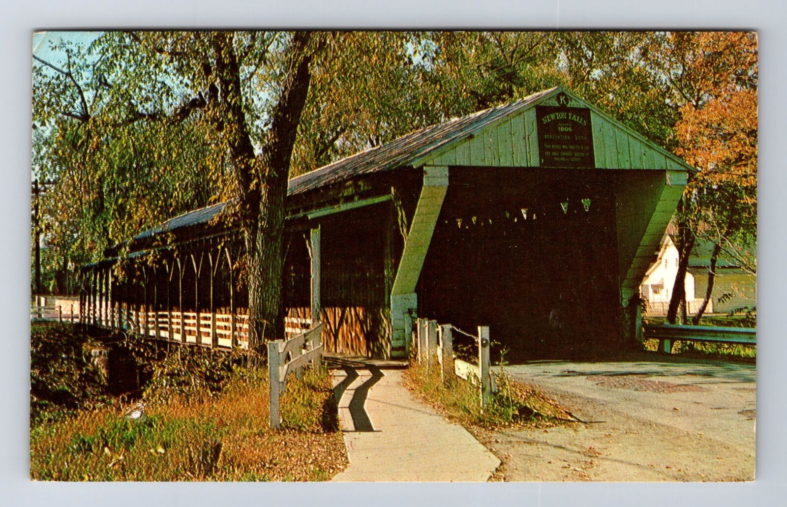 Newton Falls OH-Ohio, Covered Bridge, Antique, Vintage Postcard