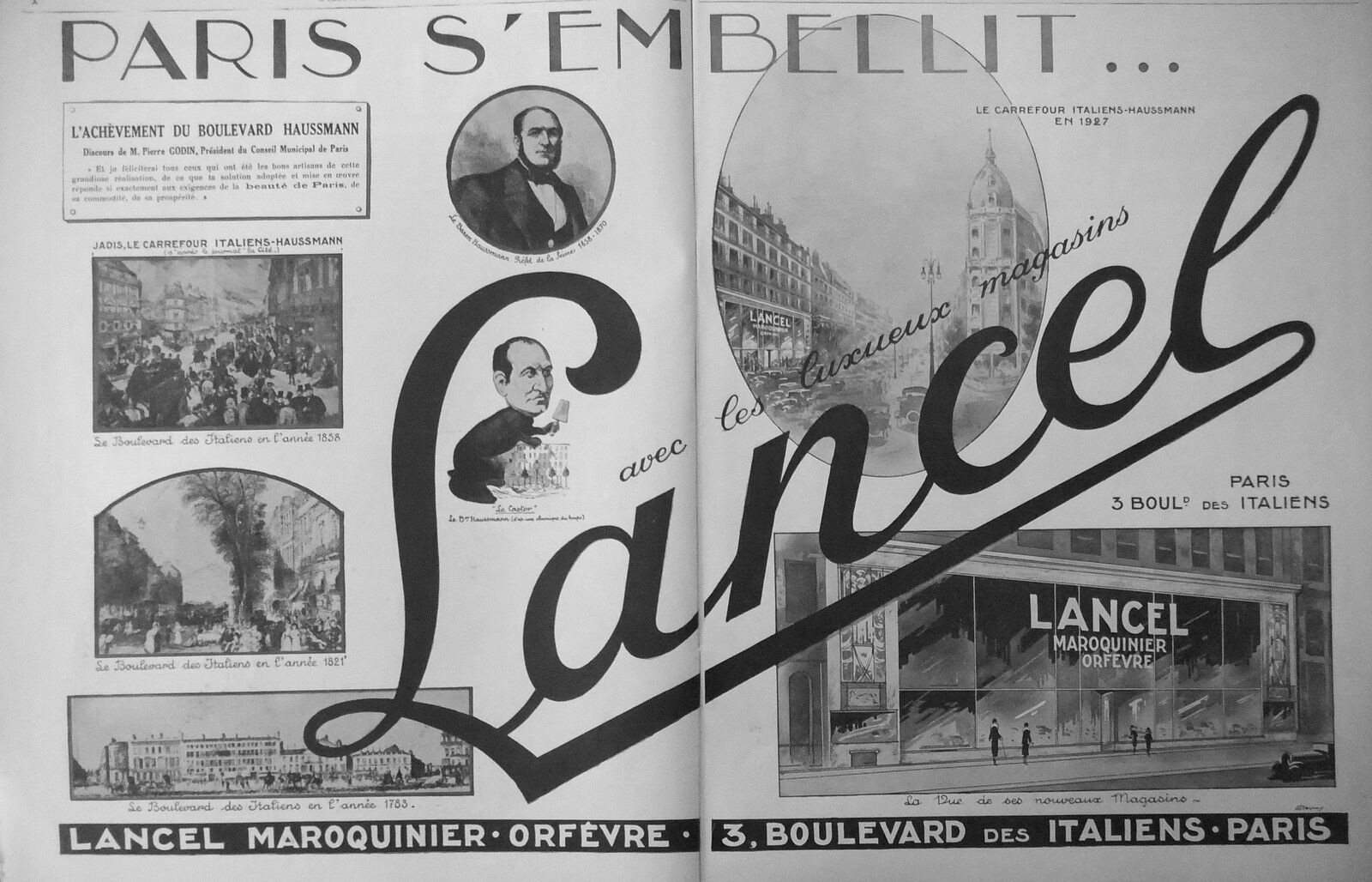 ADVERTISING 1927 LES LUXUEUX SHOPS LANCEL PARIS EMBELLISHES ITSELF - ADVERTISING