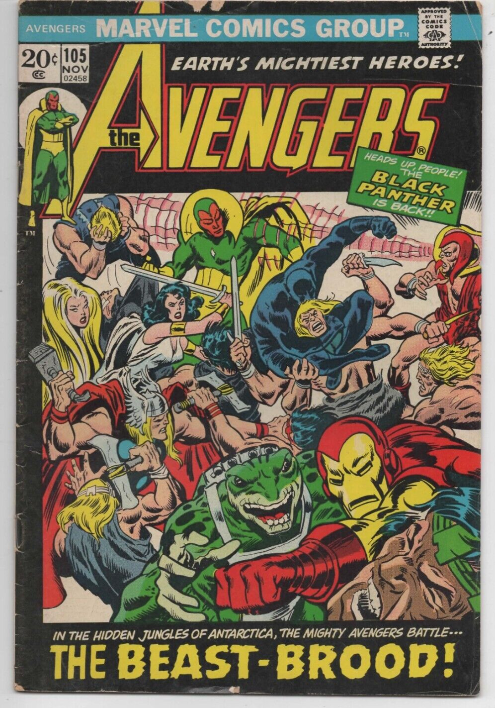 THE AVENGERS, Marvel Comics #105 Nov. 1972