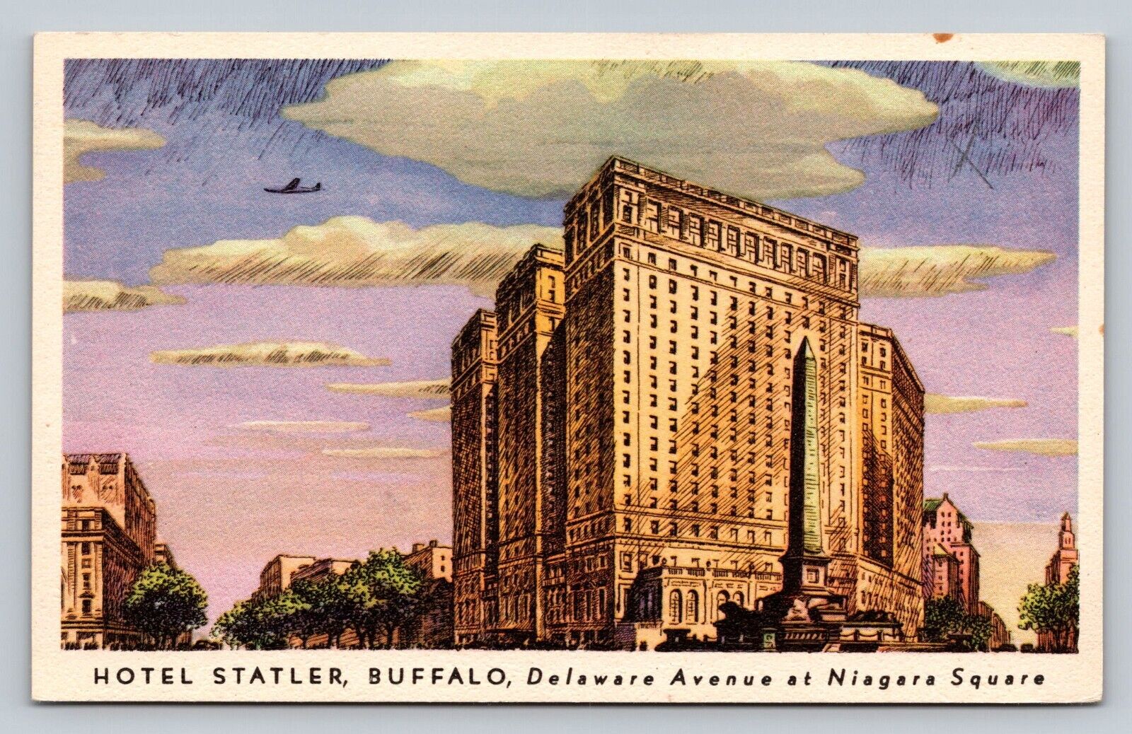 Hotel Statler Buffalo Delaware Avenue Niagara Square Vintage Advertising Postal