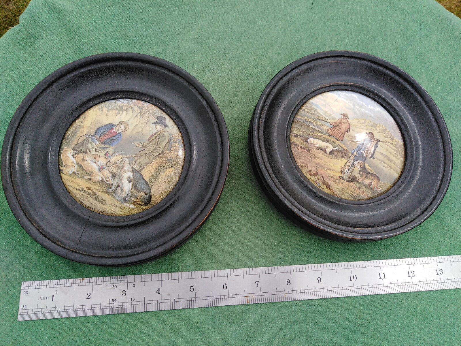 Antique Victorian Porcelain Hunting scenes with Gun dogs
