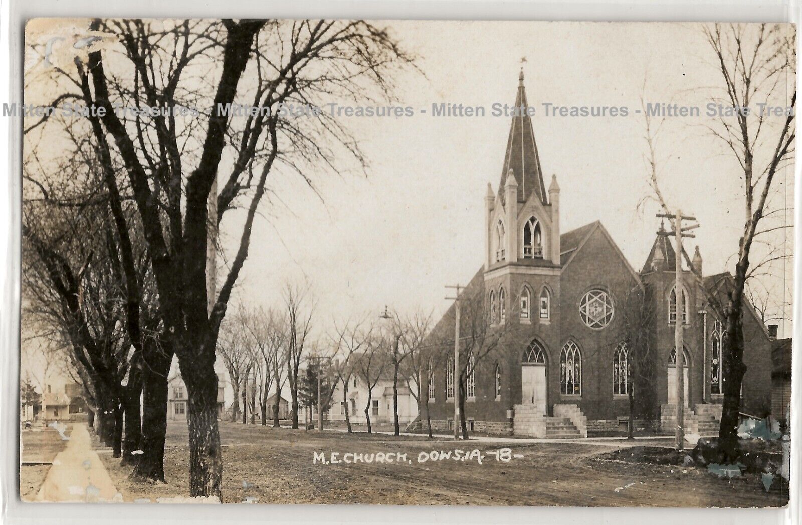 Methodist Church, Dows, Iowa; Wright County history photo postcard RPPC %
