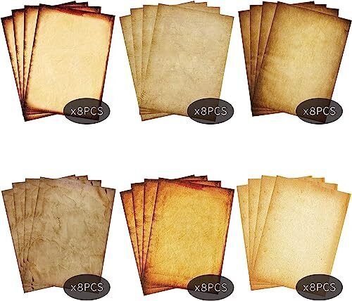 Stationery Paper 48 Pack Parchment Antique Colored Printed Paper Stationery Vint