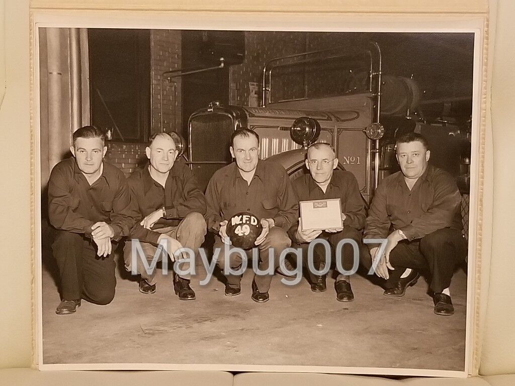 Vintage Black & White Photograph Wadena Minnesota Fire Department Bowling 1949