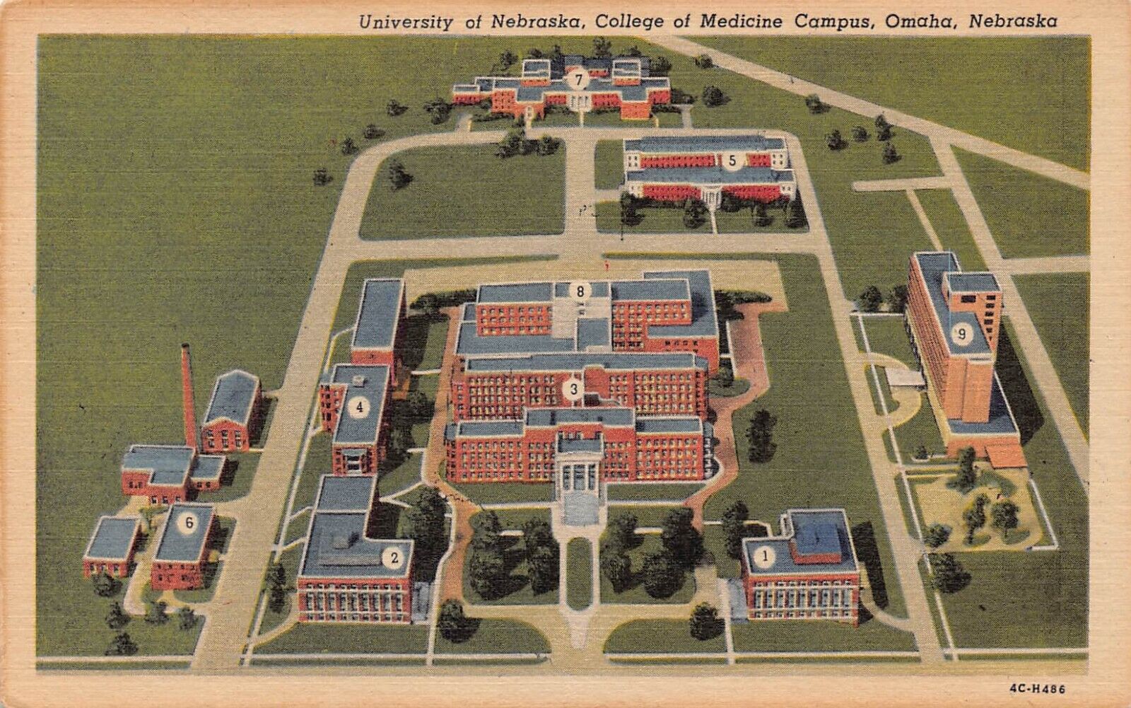 Omaha Nebraska NE University College Of Medicine Campus Linen Postcard