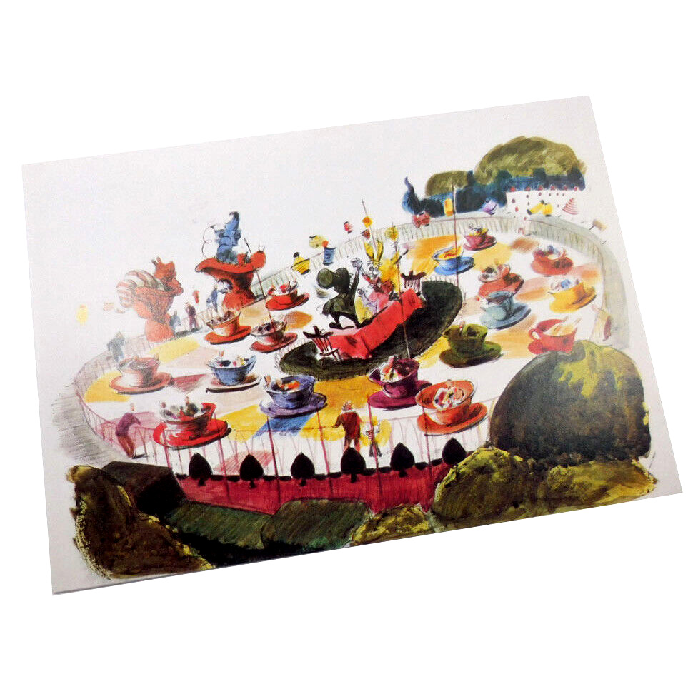 Vintage Disneyland Blank Greeting Card with Env Artist Rendition Mad Tea Party