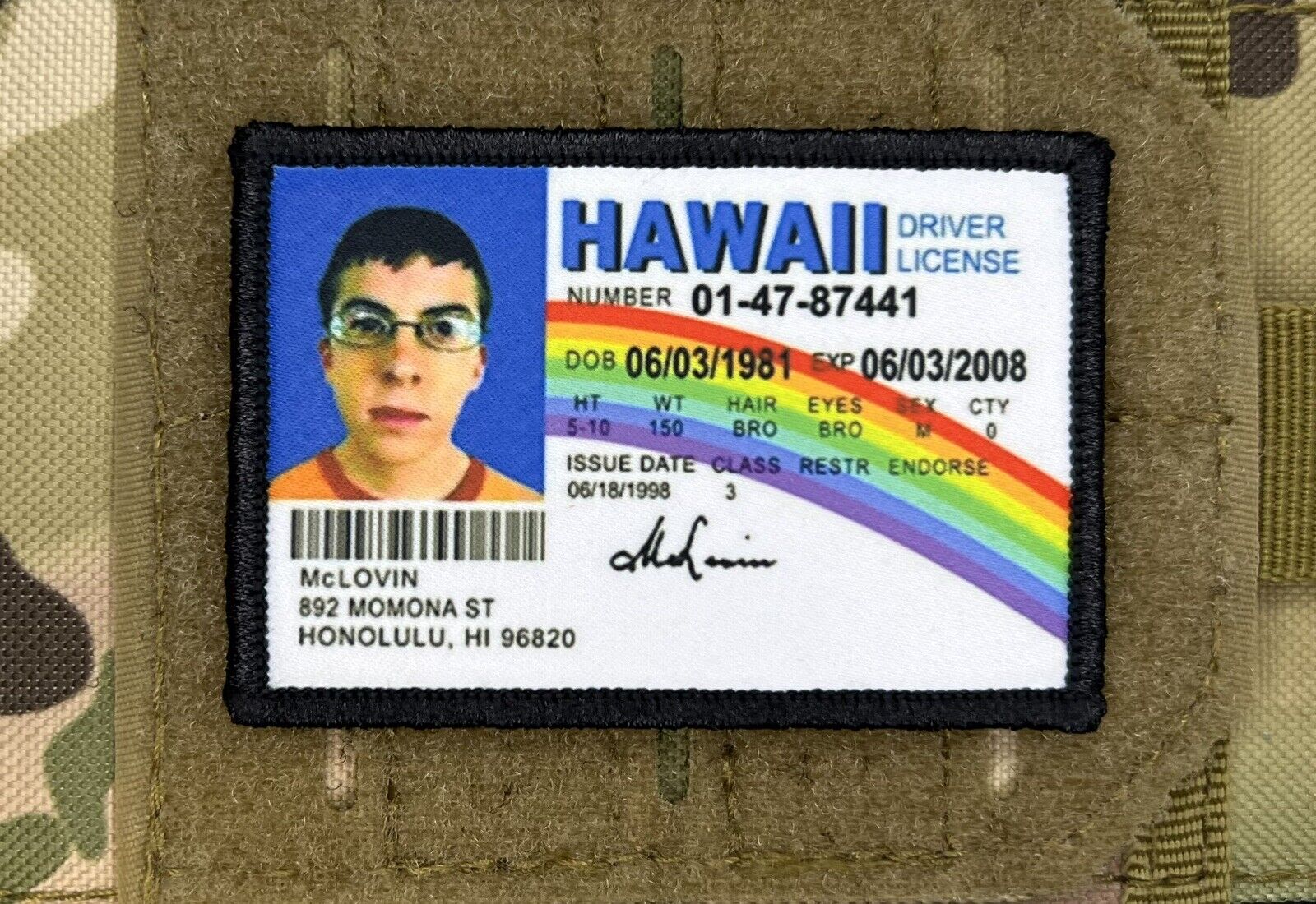 Superbad McLovin Driver’s License Patch / Military Badge Tactical Hook 498
