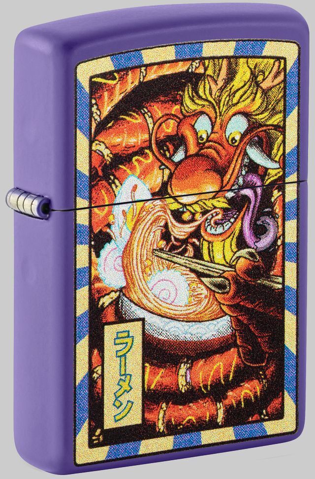 Zippo Ramen Dragon Design Purple Matte Windproof Lighter, 237-093761