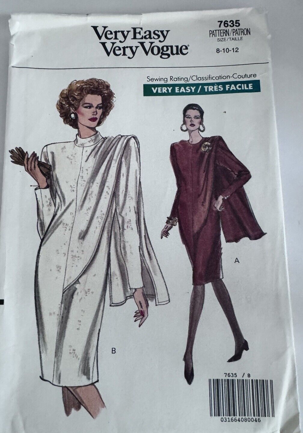 Very Easy Very Vogue 7635 Misses\' Dress 8-10-12 Vtg UNCUT FF