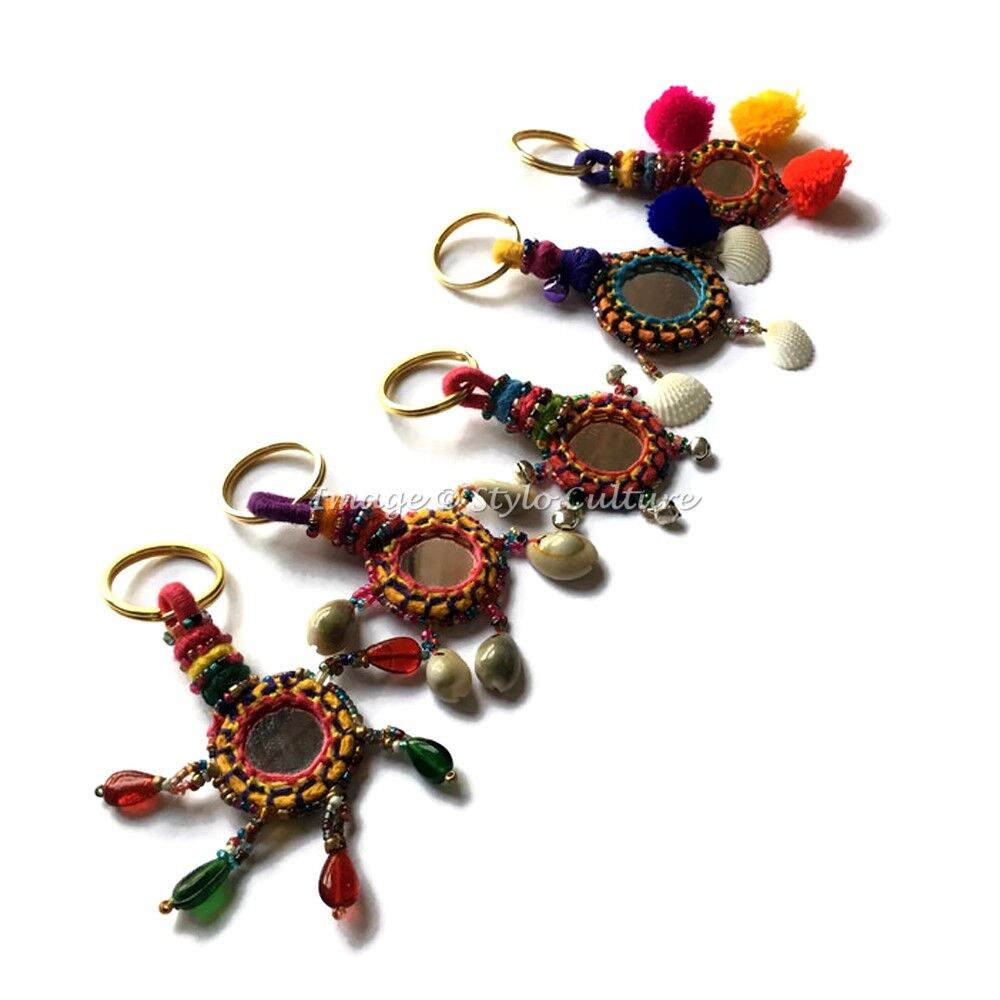 Girls Hand Knitted Keychains Wholesale Keychains Bells Beads, Gift Silk Thread 