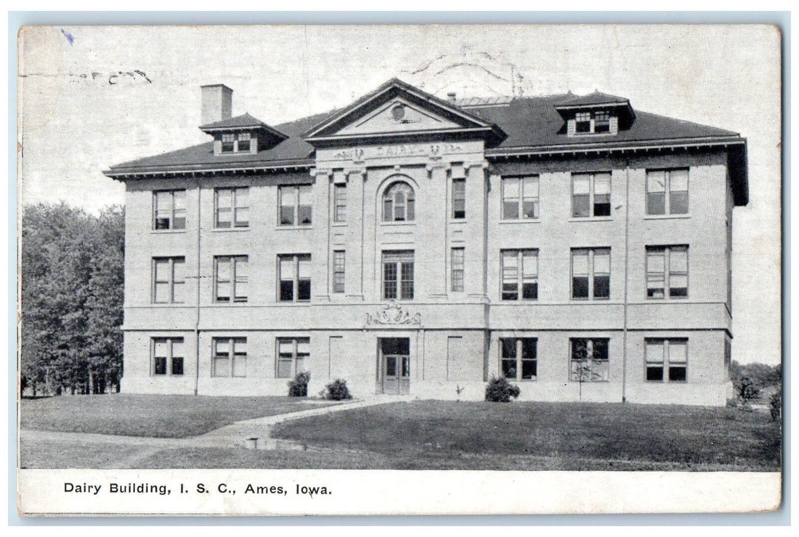 1909 Dairy Building ISC Iowa State College Entrance Ames Iowa Antique Postcard
