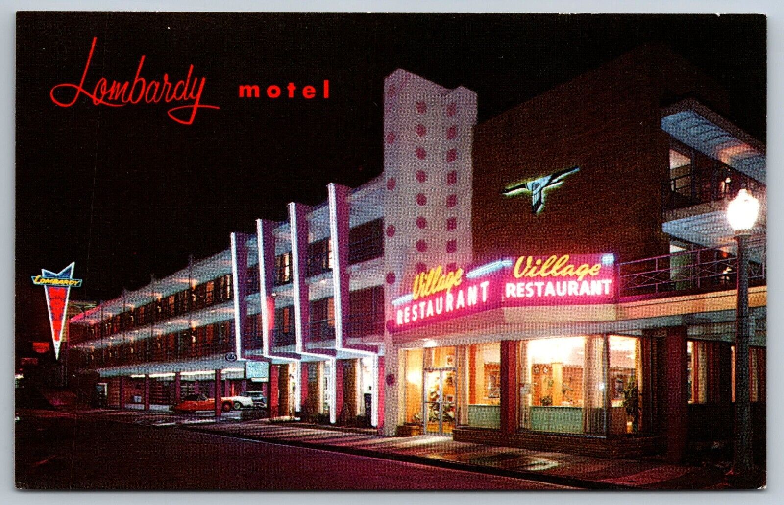 Lombardy Motor Village Restaurant Atlantic City New Jersey chrome Postcard