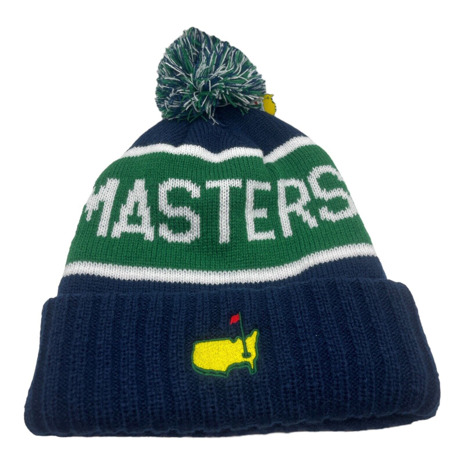 2024 Masters Navy Toboggan Ski Hat w/ Pom Cold Weather Knit Hat Beanie Augusta