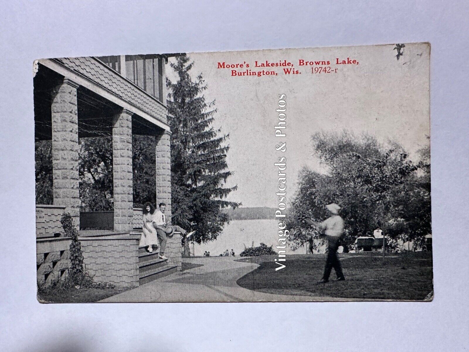 Wisconsin Burlington Postcard Brown’s Lake Moore’s Landing 1917 Vintage Postcard