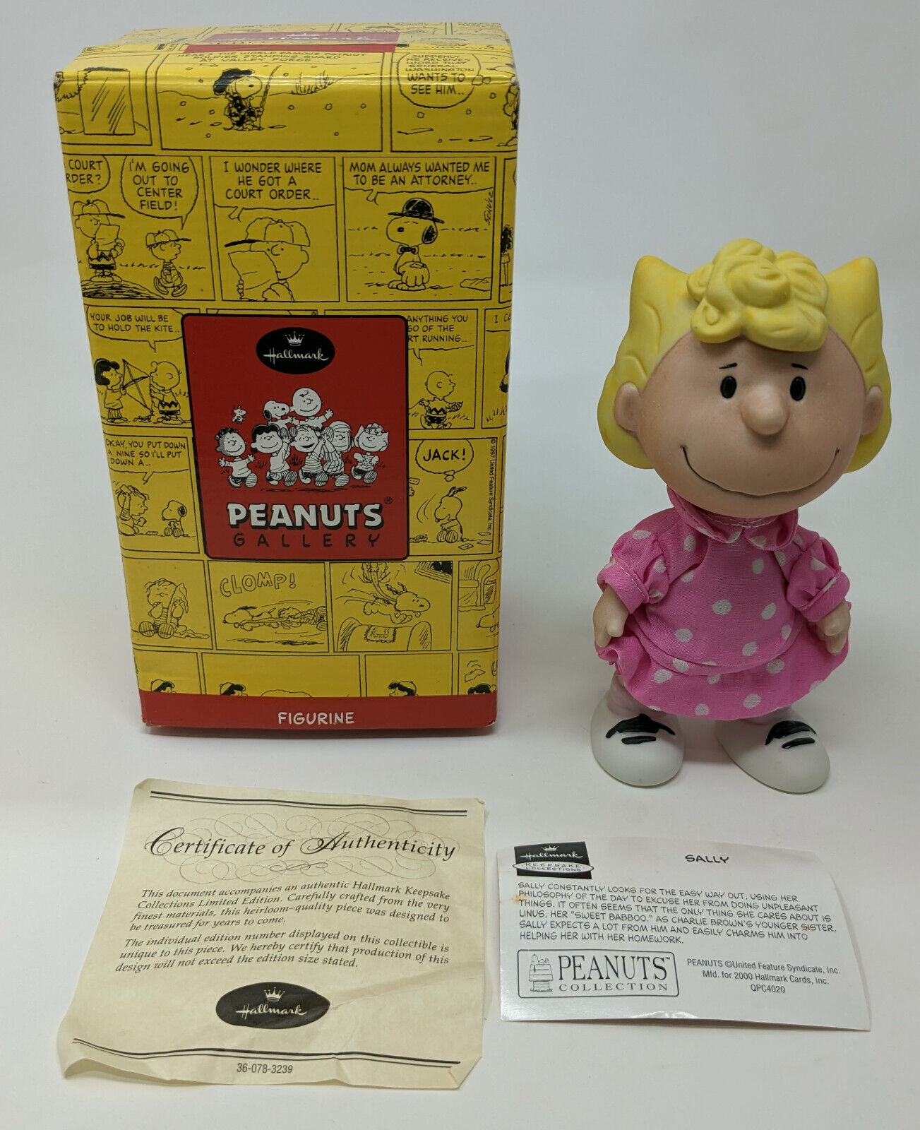 Vtg Hallmark Peanuts Gallery Sally Jointed Figurine w Box QPC4020 LIMITED
