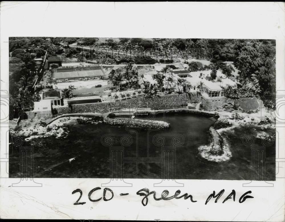 1938 Press Photo Aerial of $500,000 home of James Cromwell in Honolulu, Hawaii