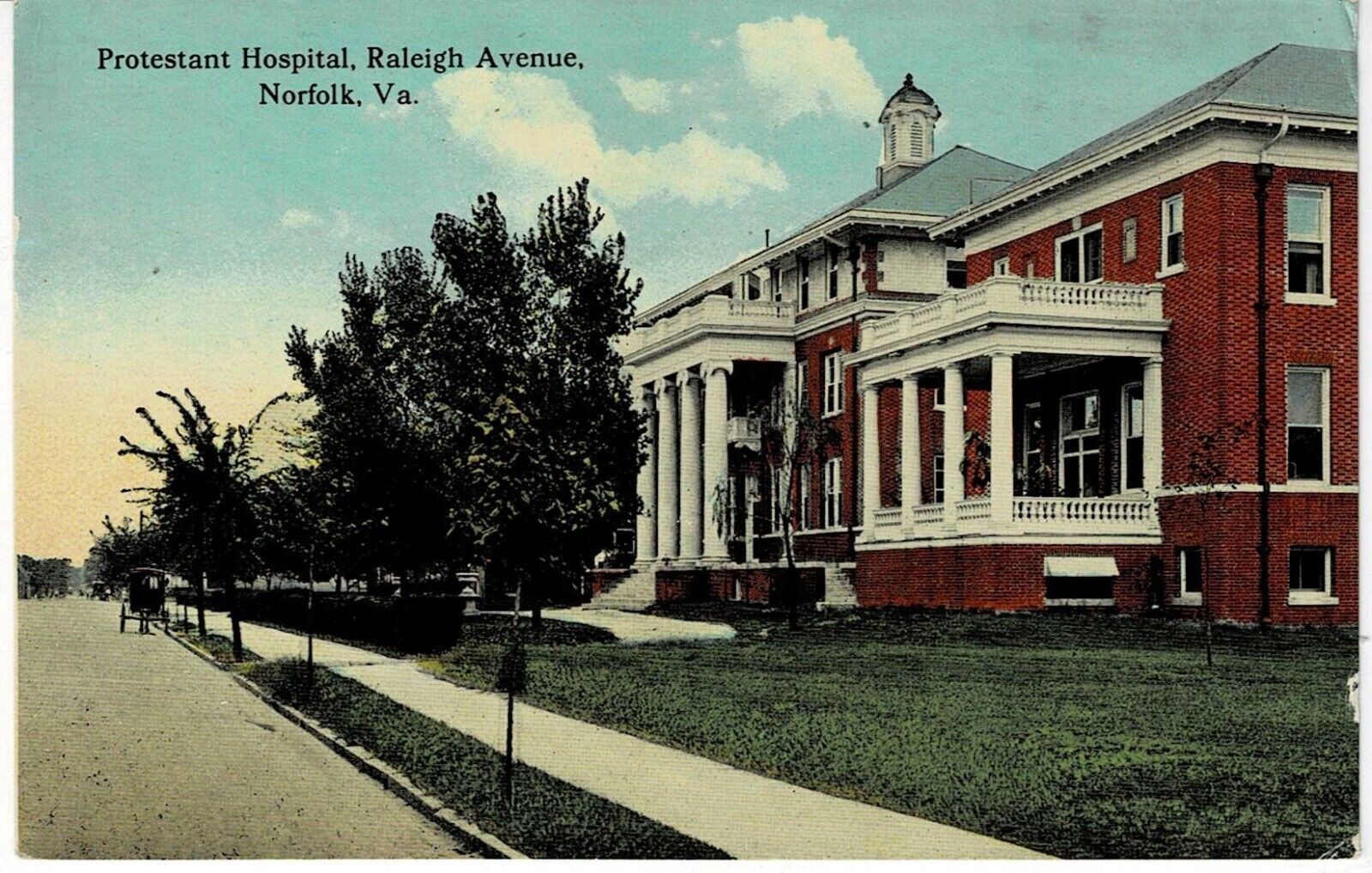 Antique Postcard-Protestant Hospital-Raleigh Ave-Norfolk VA-Divided Back