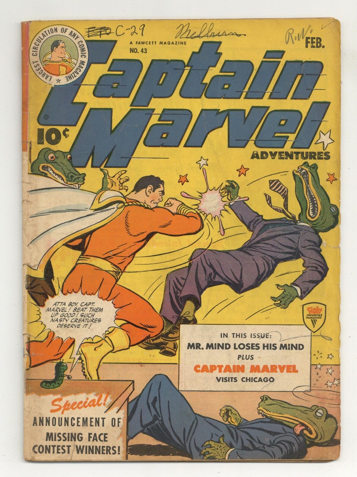 Captain Marvel Adventures #43 PR 0.5 1945