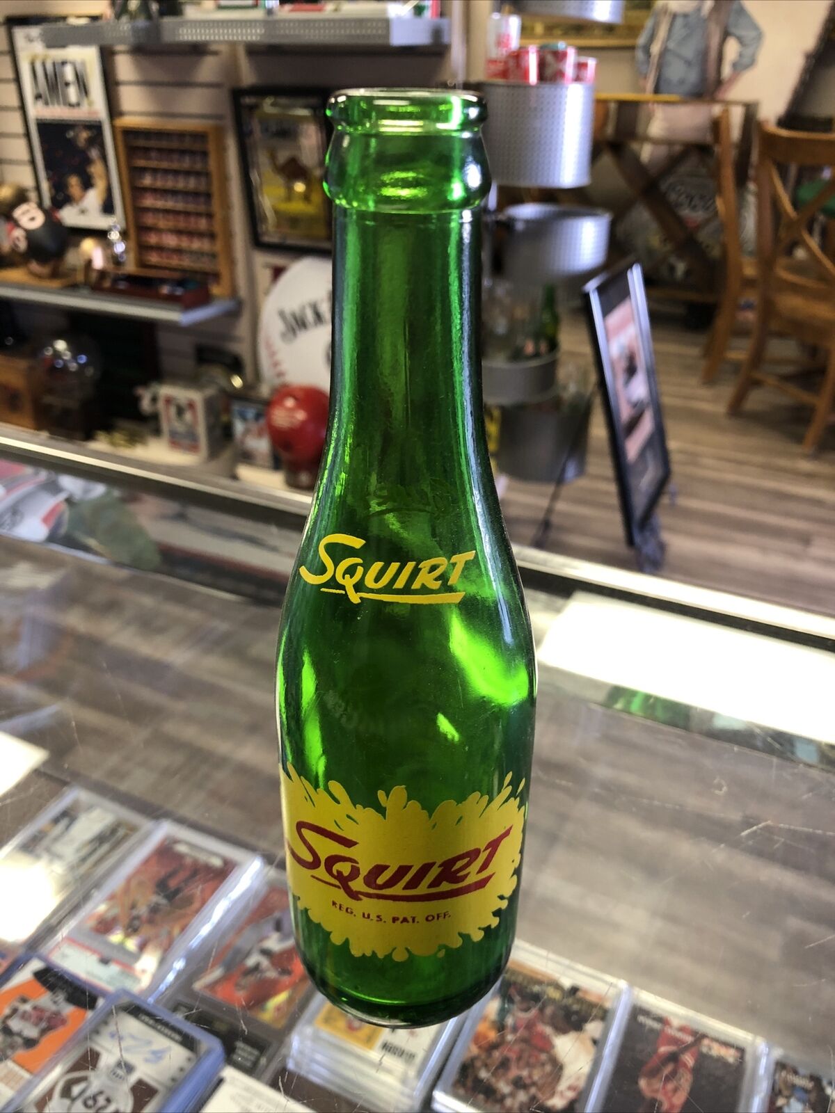 7 Oz. Squirt Grapefruit Green Soda Bottle Vintage
