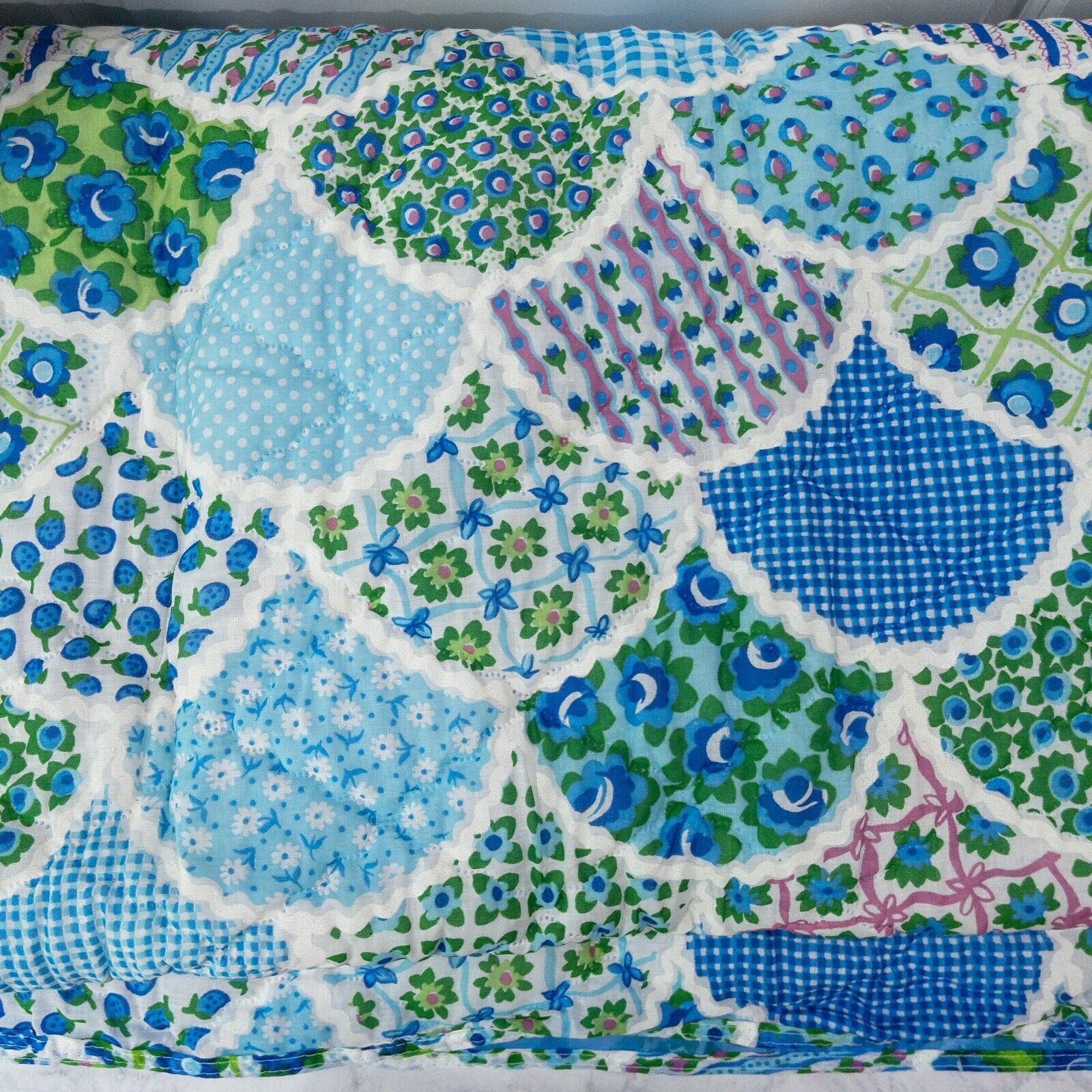 Vintage NEW Perfect Fit Comforter Purple/Blue Flowers Blanket 76x85