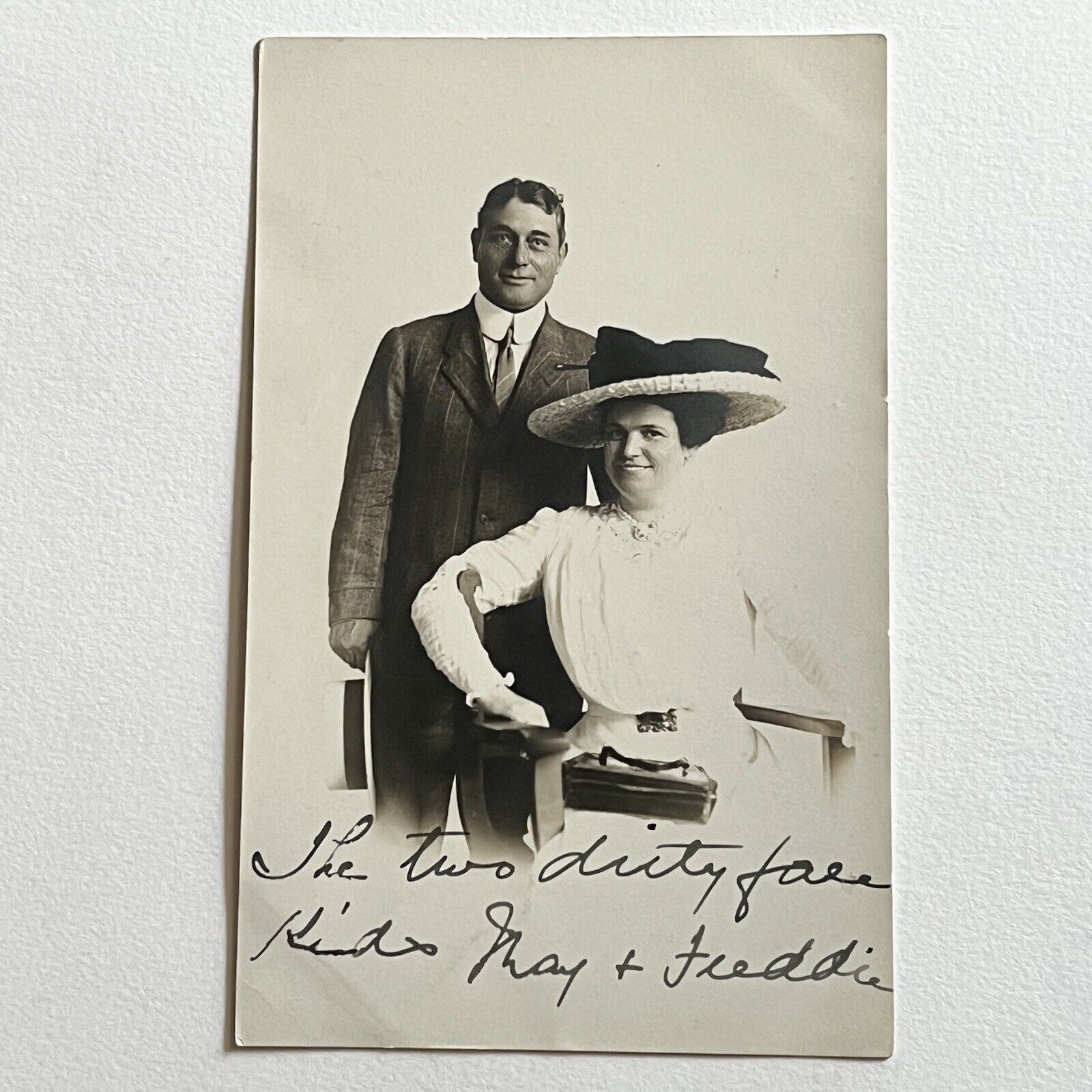 Antique RPPC Real Photograph Postcard Lovely Man & Woman Great Note Detroit MI