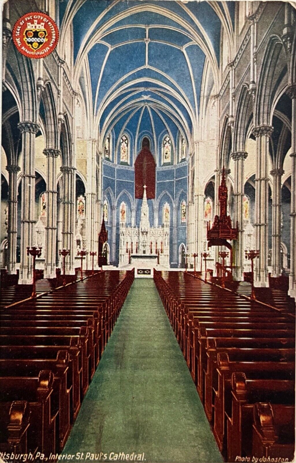 Pittsburgh St Pauls Cathedral Interior Antique Pennsylvania Postcard c1910