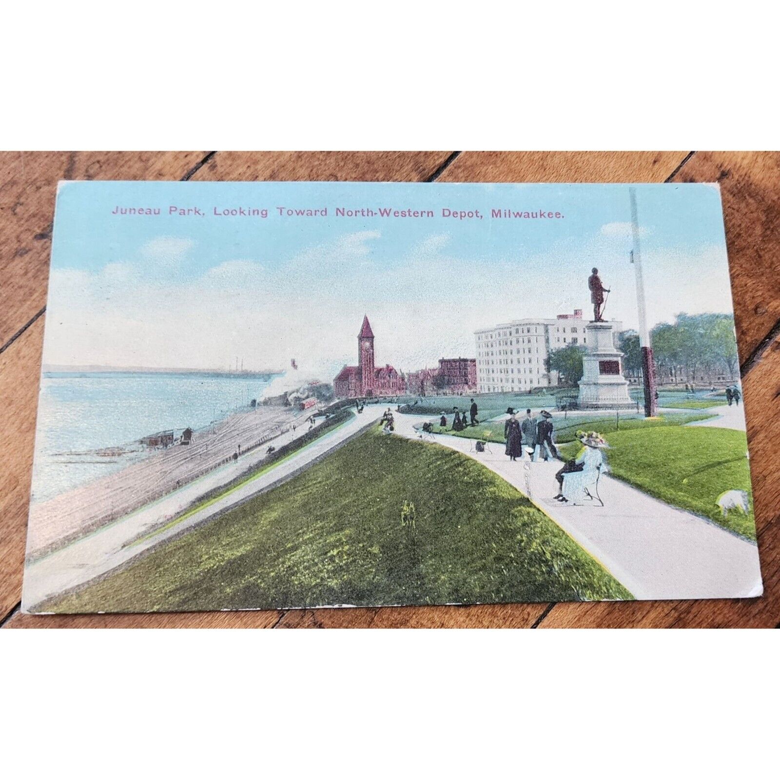 Vintage 1913 Postcard Juneau Park Milwaukee North-Western Depot