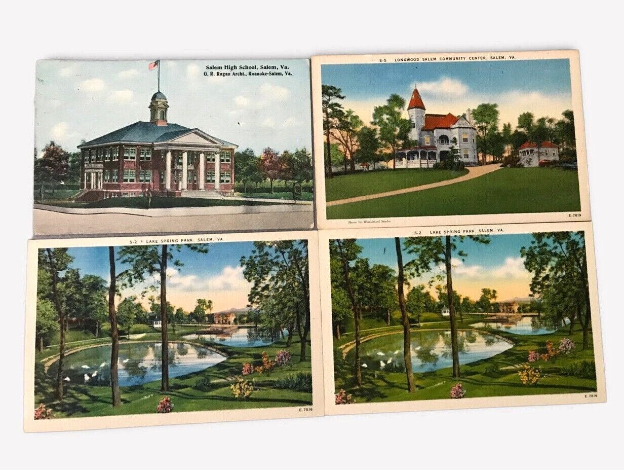 Lot of Four Vintage Historical Postcards Salem, Virginia VA