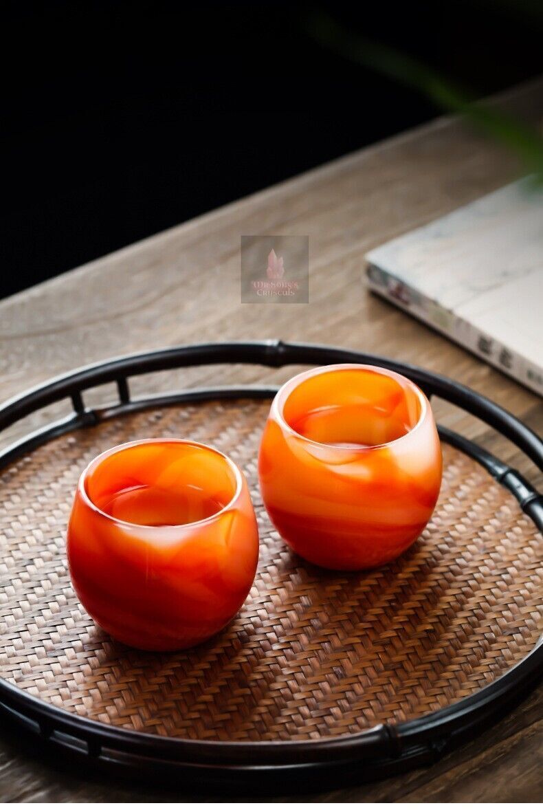 1pc 60ml Natural Red Agate Bowl Carving Carnelian Cup Reiki Crystal Collection