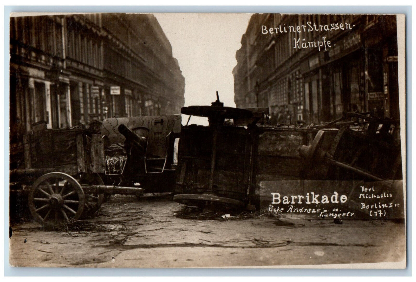 Berlin Germany Postcard Berlin Street Fights War 1975 WW2 RPPC Photo