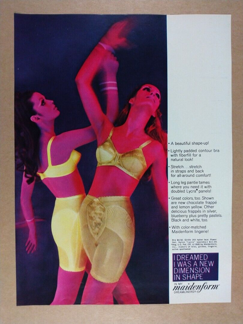 1968 Maidenform Dreamliners Bra & Long Leg Pantie vintage print Ad