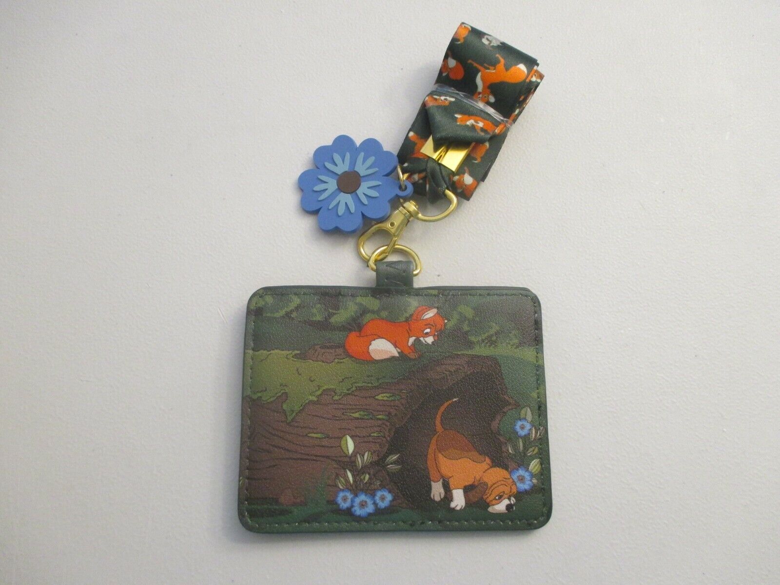 Loungefly Disney Fox and the Hound Log Lanyard with cardholder NWT