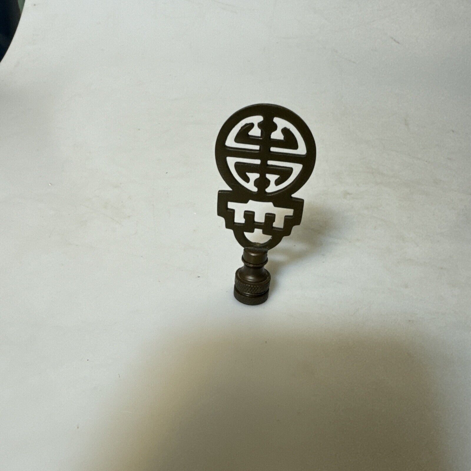 VTG Brass Asian Symbol Lamp Finial Metal Top Ornament Decorative Oriental 3”