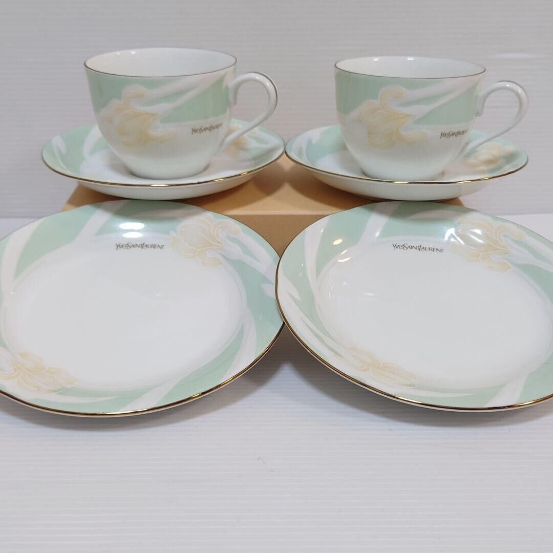 Yves Saint Laurent Coffee Pair Cup Set Of 2 cup 8.6 × 6.6㎝ saucer 14.7㎝ unused