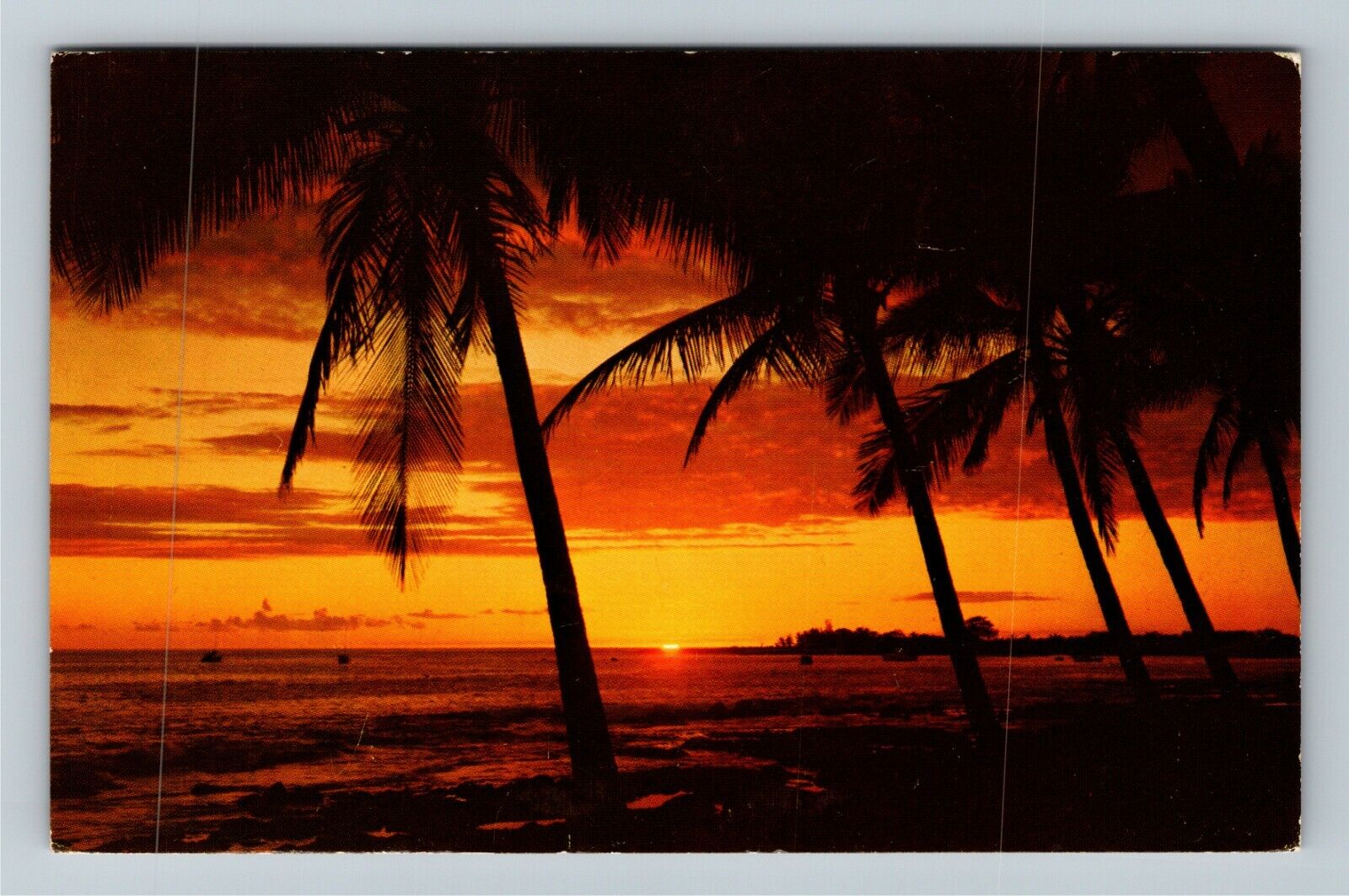 Kona HI-Hawaii, Beautiful Hawaii Sunset Across Kailua Bay Vintage c1961 Postcard