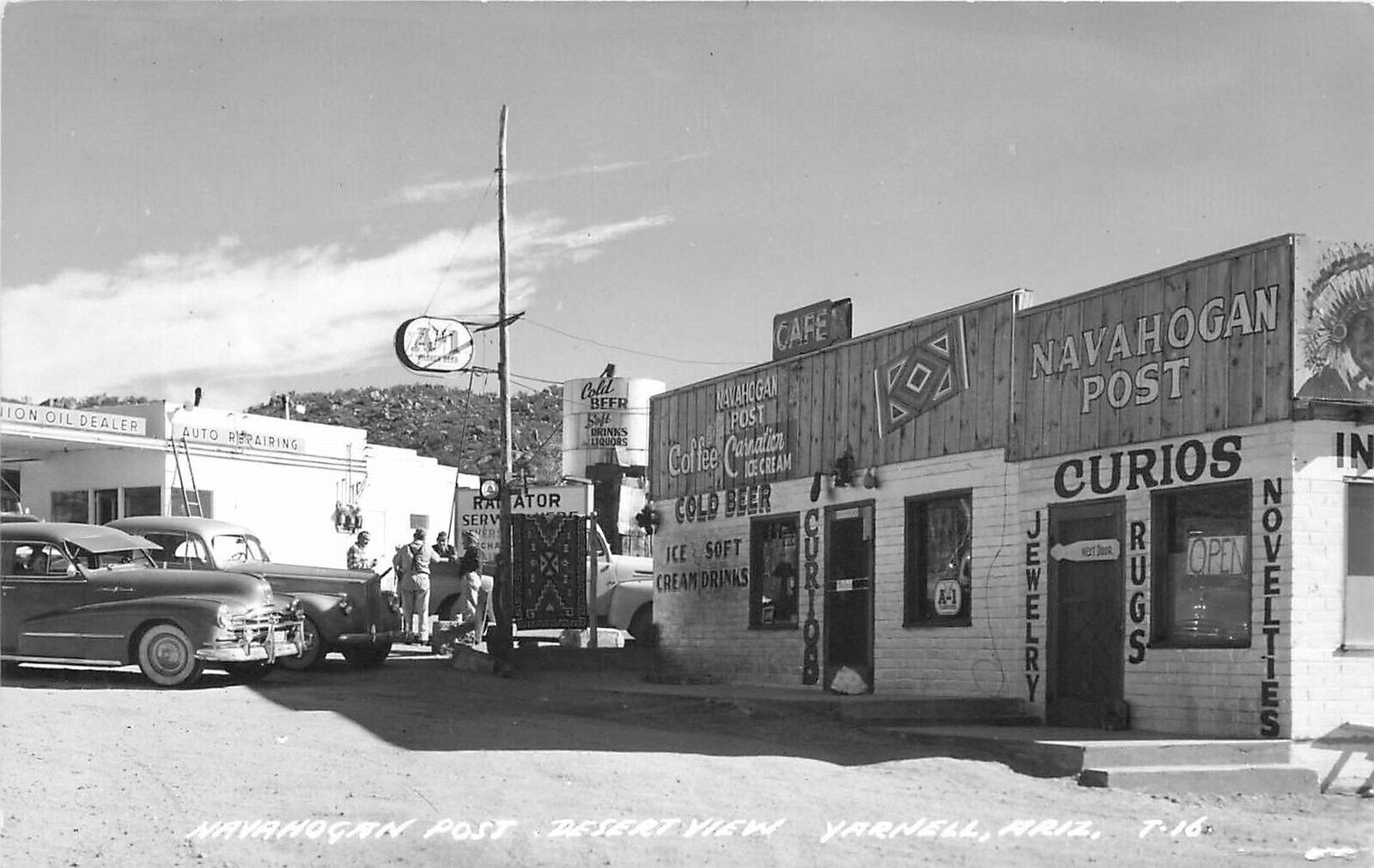 Postcard RPPC 1940s Arizona Yarnell Navahogan Post Desert Post autos 23-11180