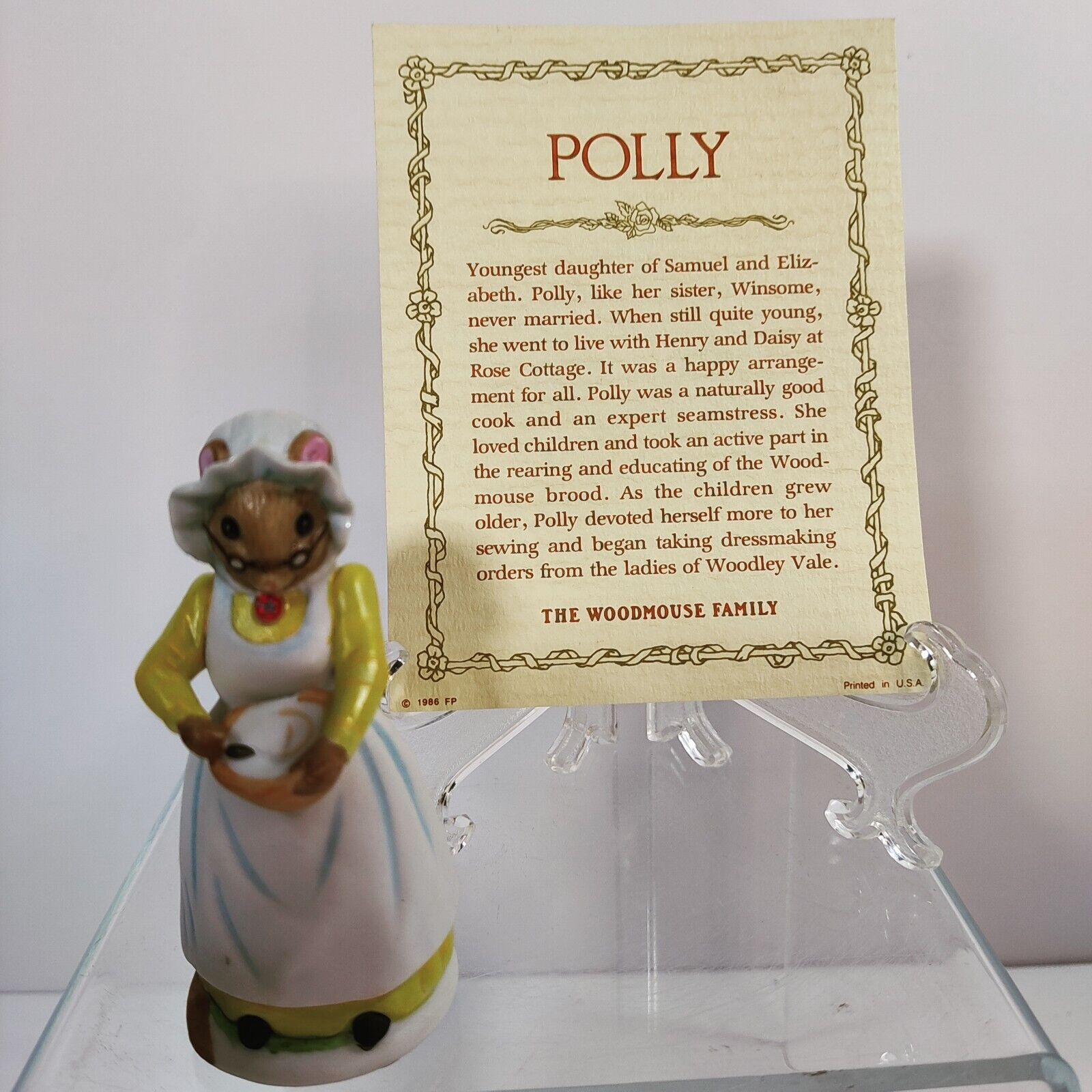 Polly THE WOODMOUSE FAMILY Mouse Figurine + COA Franklin Mint